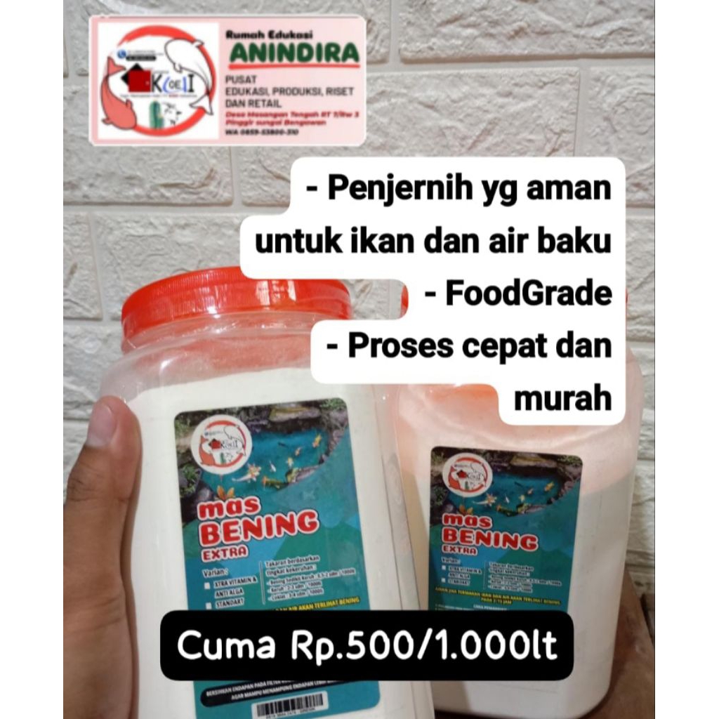 Penjernih air kolam dan sumur Mas Bening toples 1lt untuk 30-100 kubik air