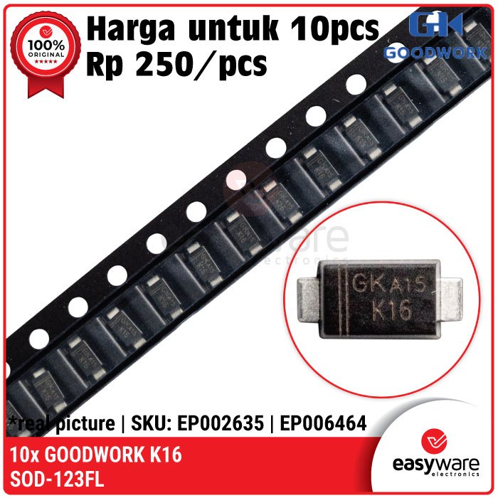 10pcs Dioda K16 SOD-123FL Single Diode K16 SMA SMD 1A 60V