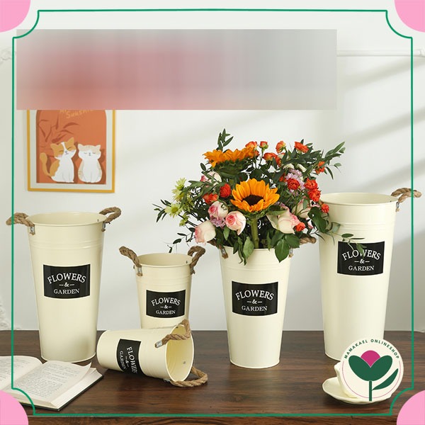Flower bucket 35 cm metal pot bunga besi ember display bunga florist aesthetic MK2074