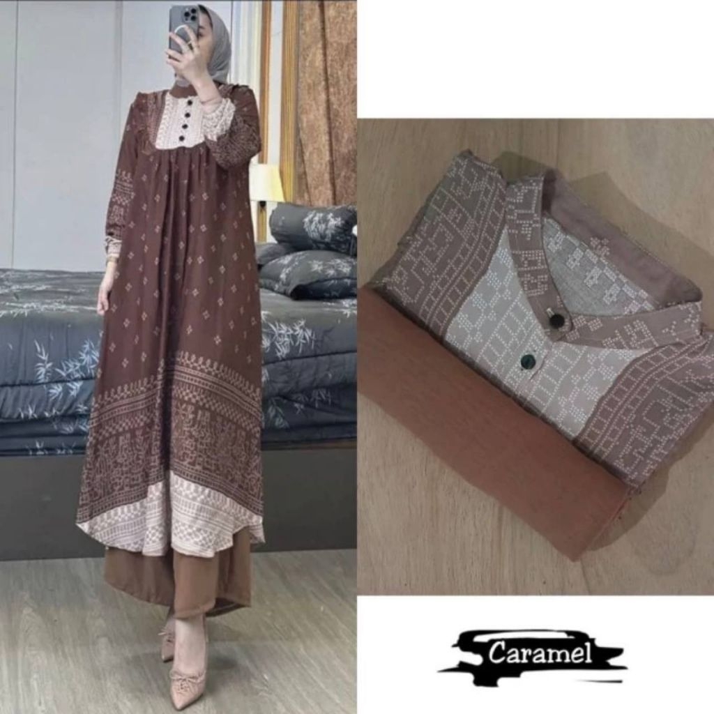 SYARLA LONGSET - Busana Muslim Wanita, Gamis Wanita, Baju Batik Pekalongan, Daster Batik