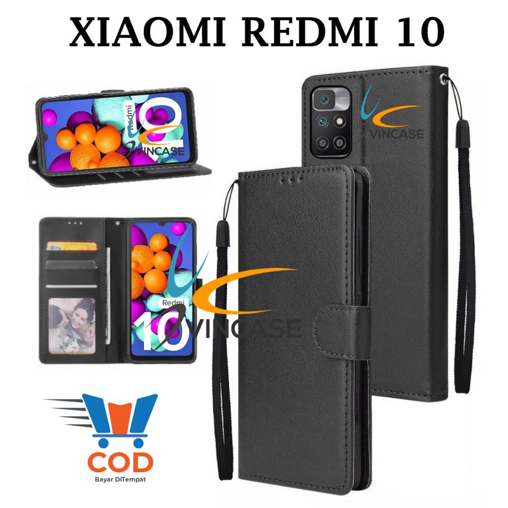 XIAOMI REDMI 10 FLIP LEATHER CASE PREMIUM - FLIP WALLET CASE KULIT UNTUK XIAOMI REDMI 10 - CASING DO