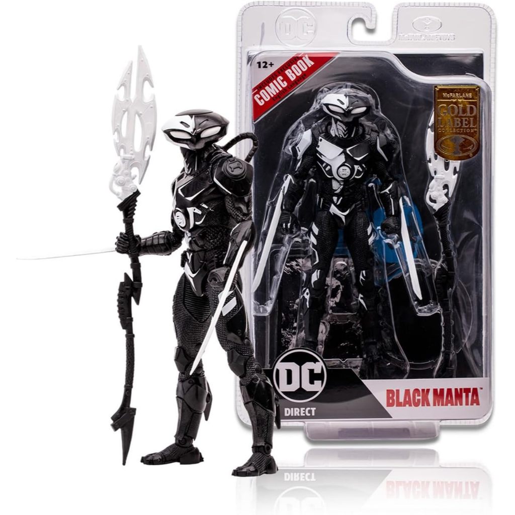 McFarlane Toys Black Manta Line Art (Page Punchers) Gold Label 7" Figure w/Aquaman Comic