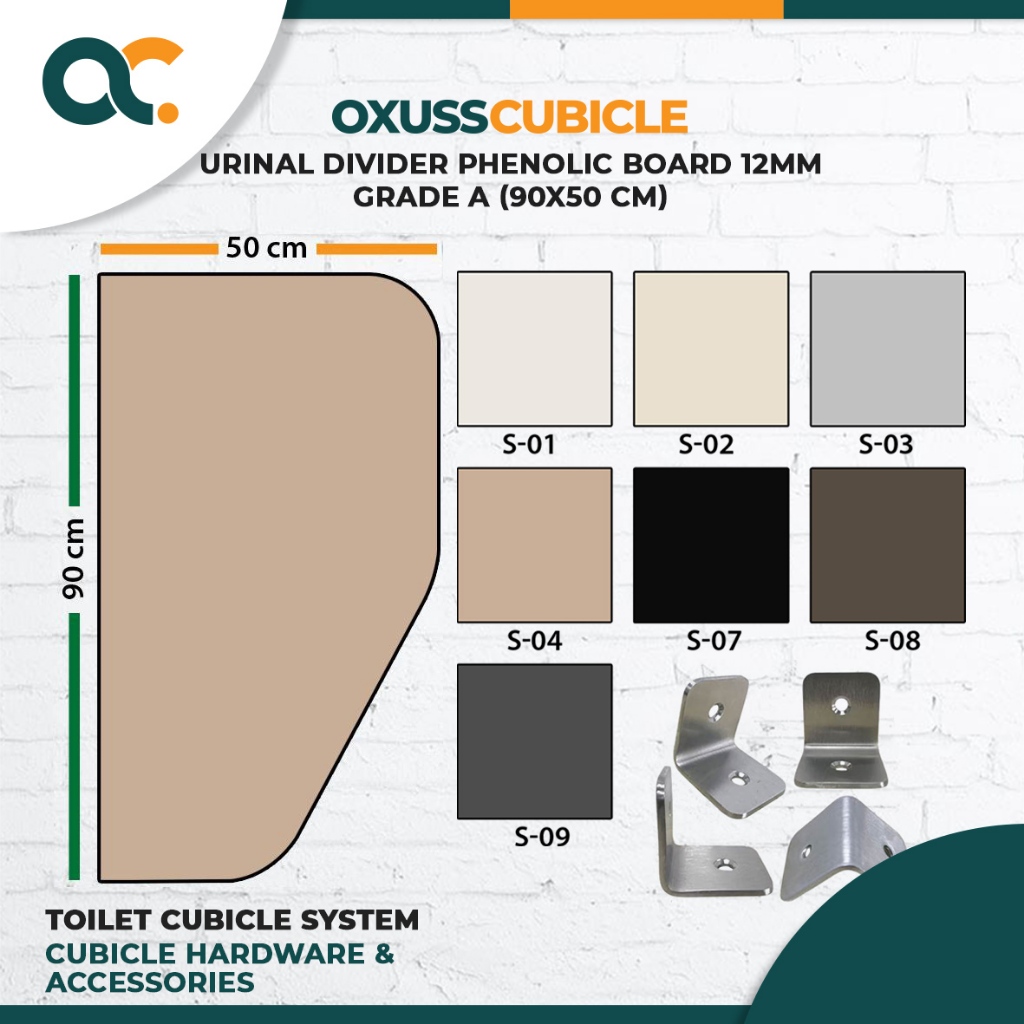 Partisi Urinoir Pembatas Urinal Phenolic Board (500x900x12mm)