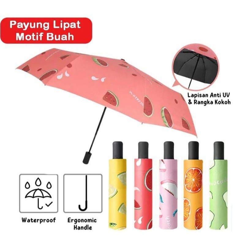 Payung Lipat Motif Buah Pyung Uv Karakter Buah Lucu