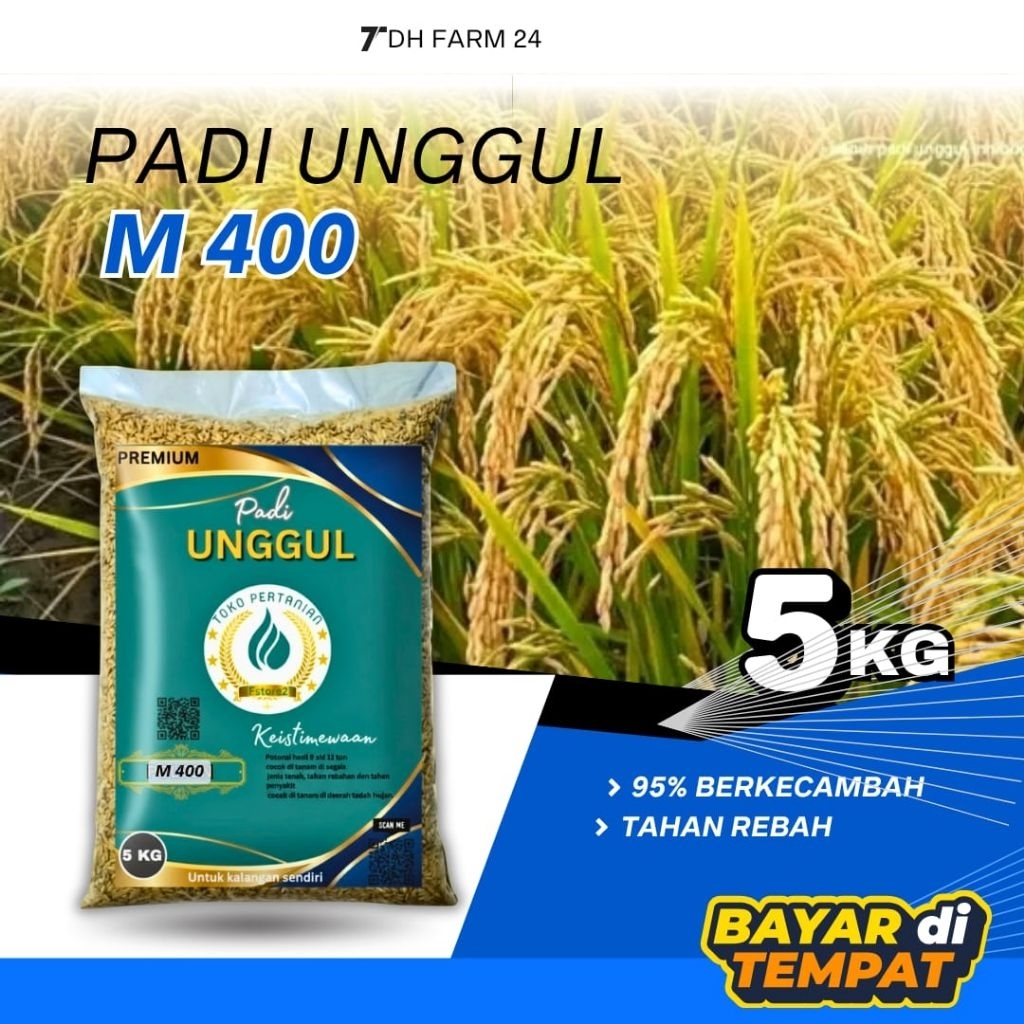 BENIH PADI UNGGUL M400 KEMASAN 5 KG 100%ORIGINAL