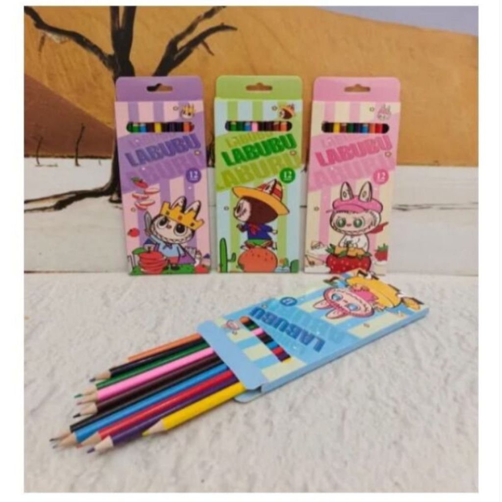 Pensil Warna LABUBU 1 Set 12 Warna / Pensil Warna Labubu Color Painting / Pensil Warna Lengkap Lucu 