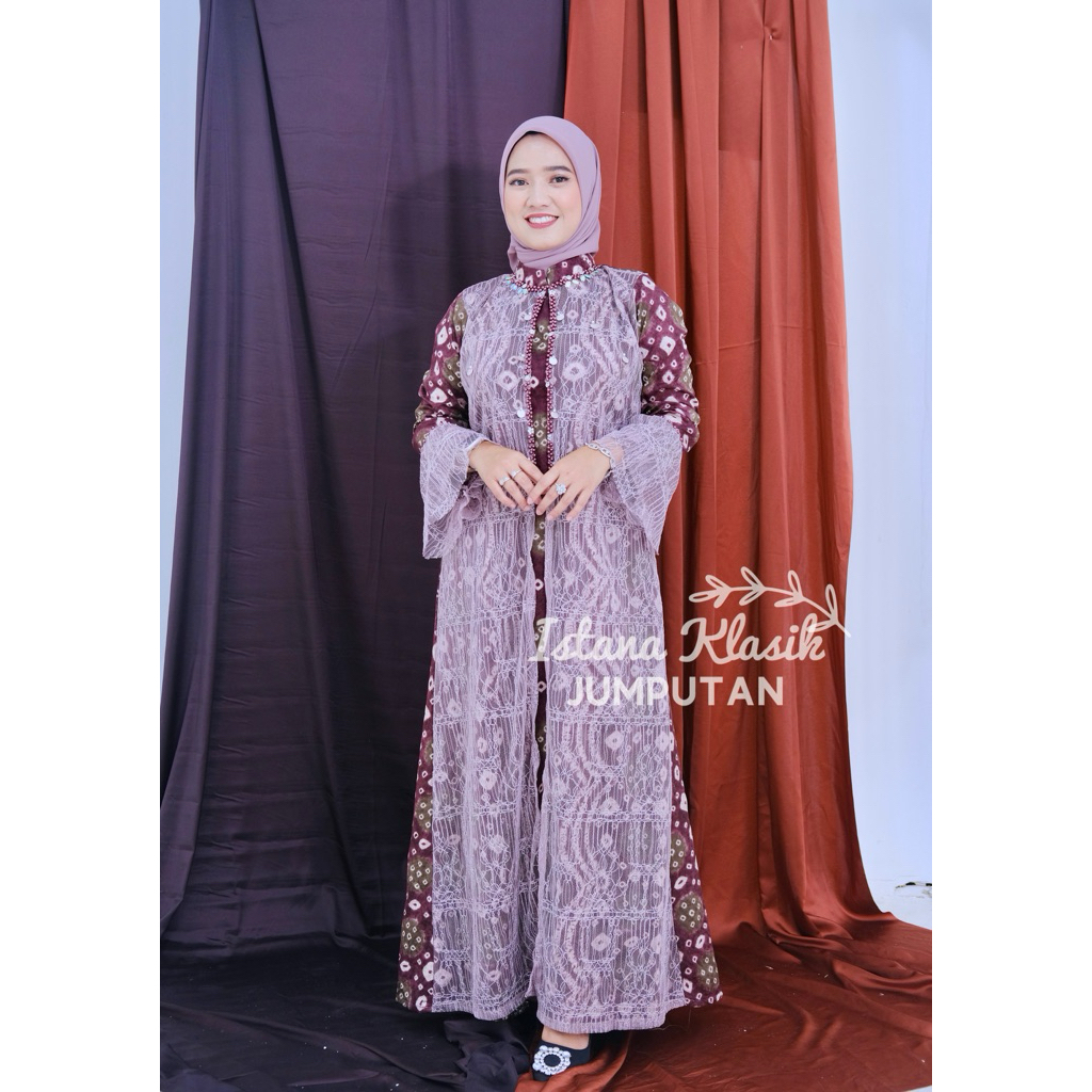 LATIFAH DRESS JUMPUTAN GAMIS JUMPUTAN RAYYA DRESS JUMPUTAN KOMBINASI BRUKAT GAMIS JUMPUTAN MEWAH ASL