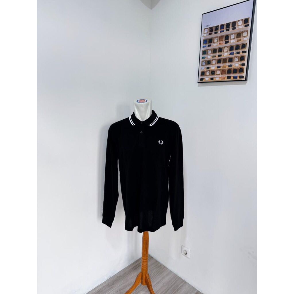 Fred Perry TwinTipped Longslevee Black & White (New Lebel)