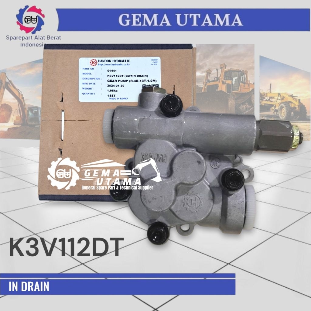 HANDOK - Gear Pump / Charger Pump Zoomlion ZE215E, ZE 215 / Cas pump K3V112DT untuk Excavator Zoomli