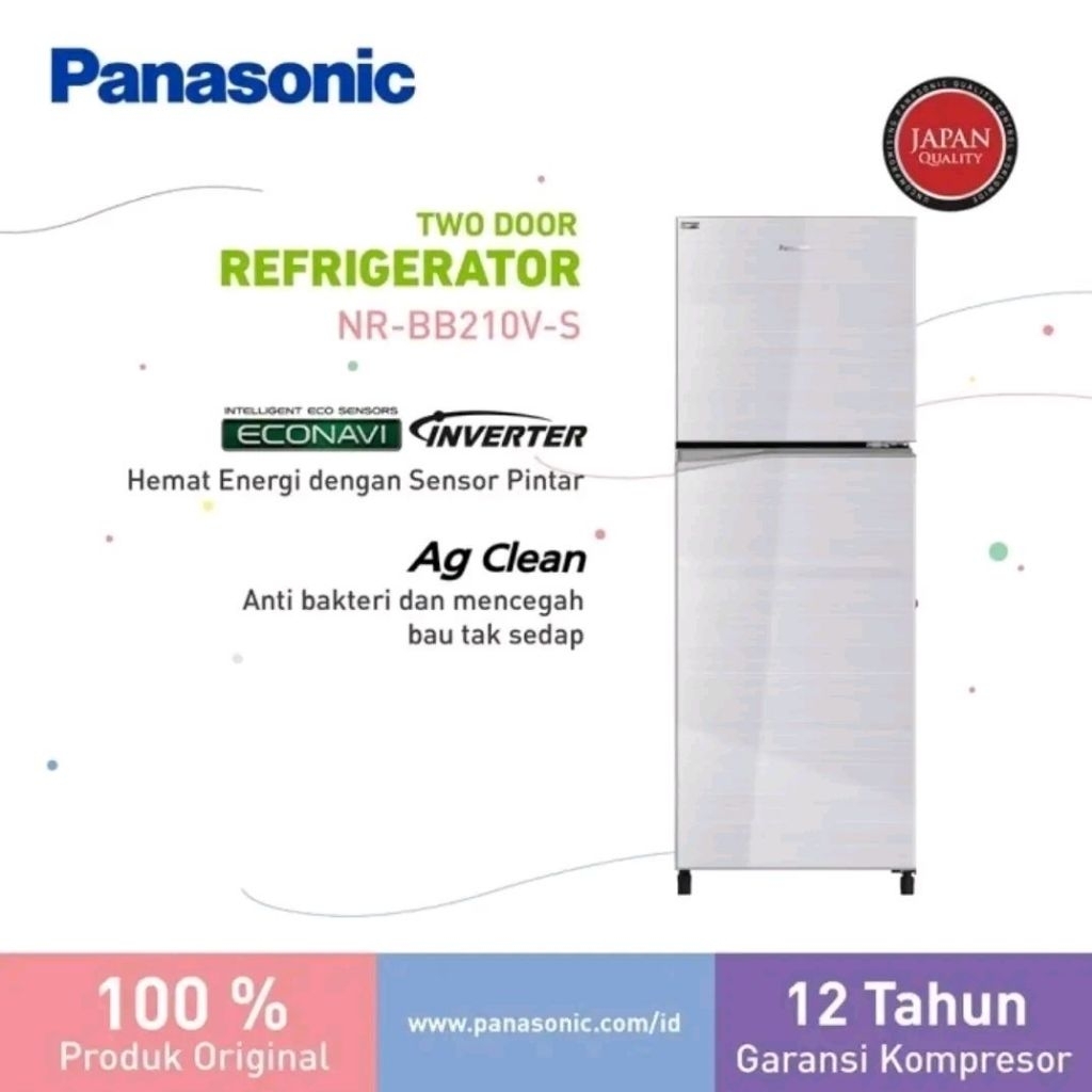 Kulkas Panasonic NR-BB210V-S | 2 pintu BB210 VS door NRBB210V BB210VS