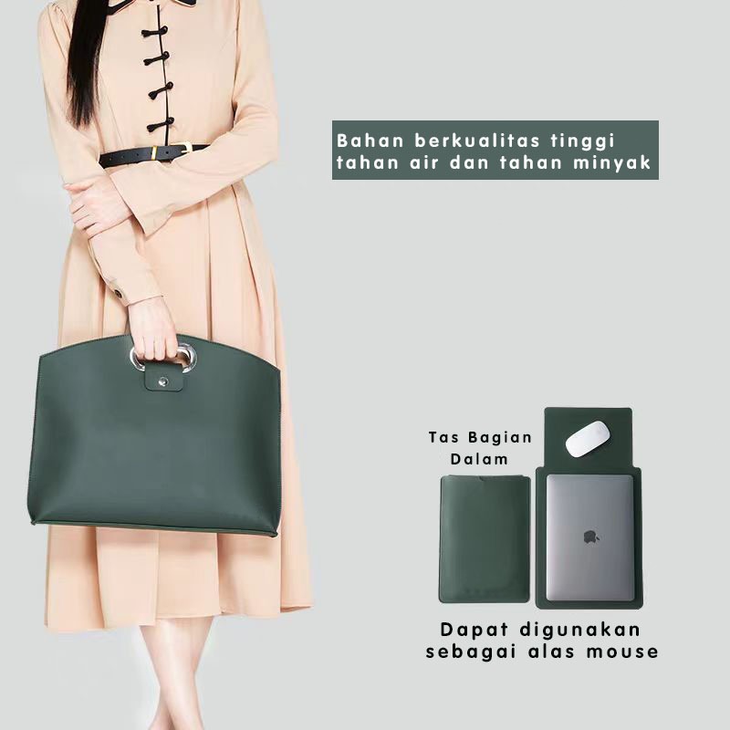 【Elegan & Multifungsi】 Tas Laptop Kulit Asli 14-16 Inch, Tas Dalam Inklusif, Tas Kerja & Tas File Se