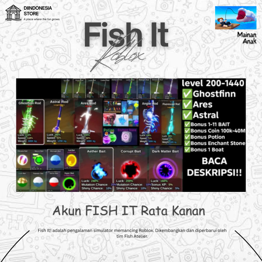 [Fast Delivery] Akun Fish It Rata-Kanan | Fish It Fast Respon and Delivery