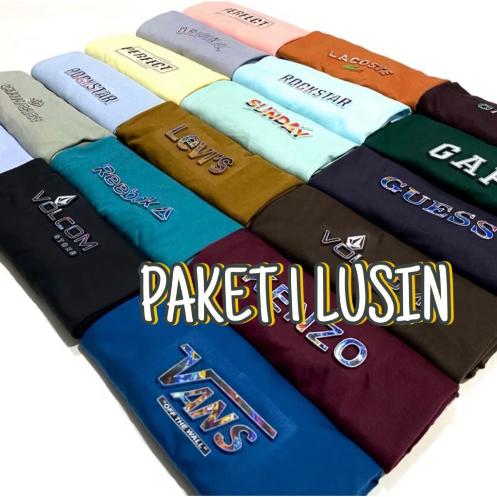 NC STORE I PAKET USAHA 1 LUSIN I KAOS HITAM PRIA / WANITA M,L,XL,XXL