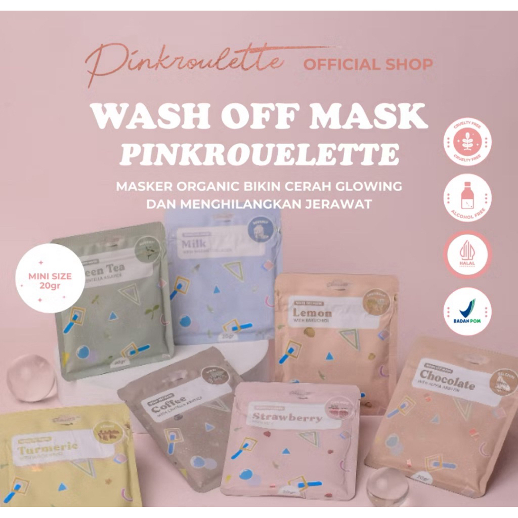 PinkRoulette Masker Organic FaceMask Travel Size 20gr | Masker Mencerahkan