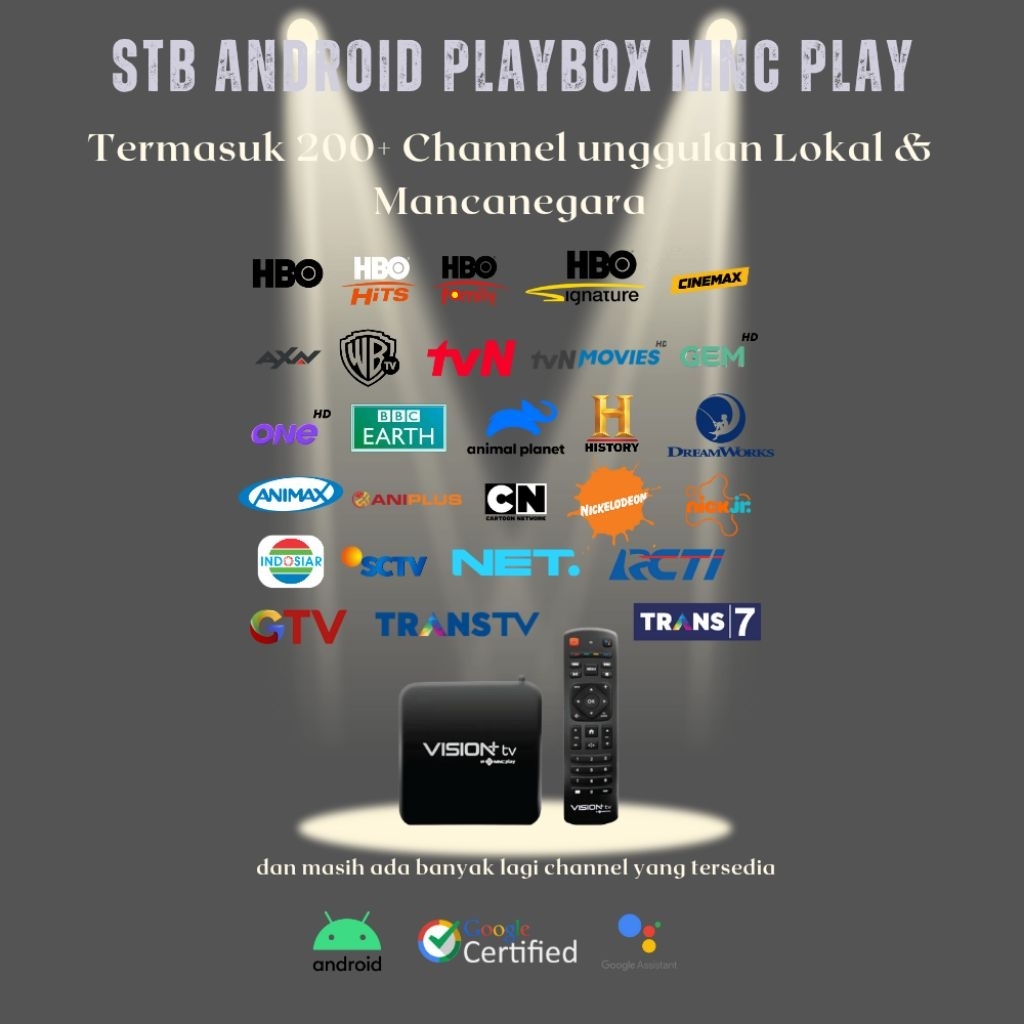 STB Vision+ / Playbox MNC Play / MNC Vision 2/8GB Full Aplikasi & Siaran Premium Siap Pakai