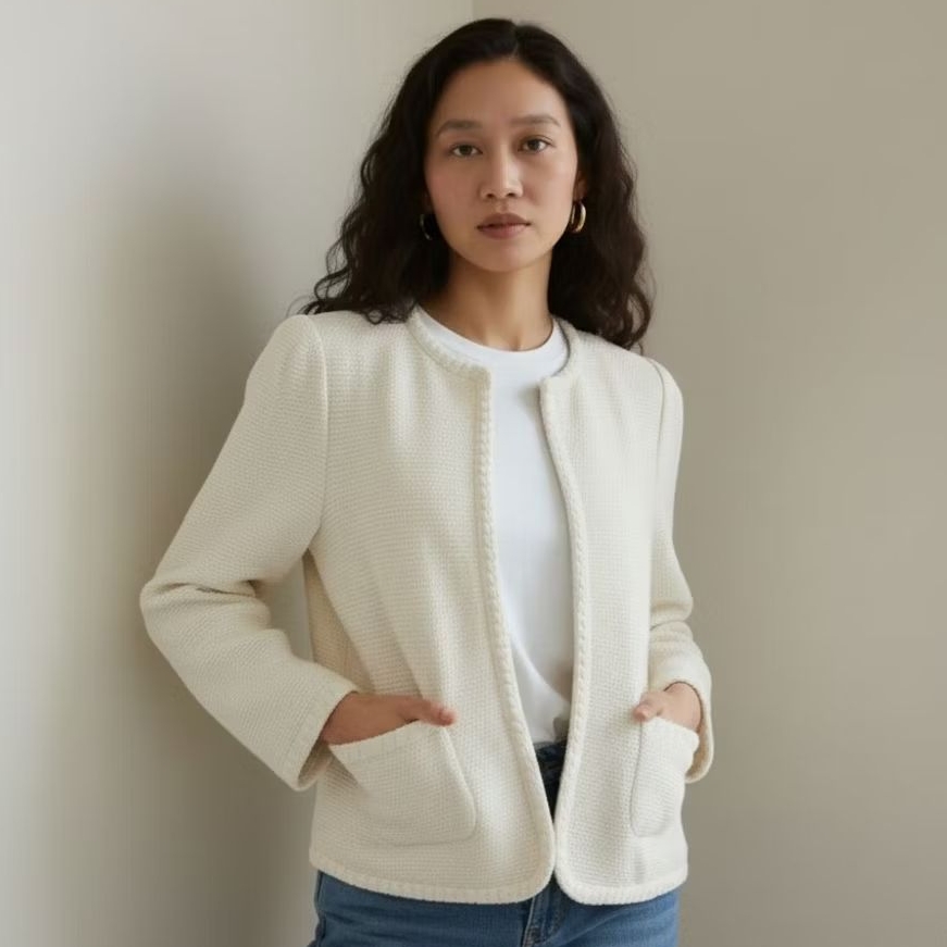 Preloved Massimo Dutti Cream Knit Blazer