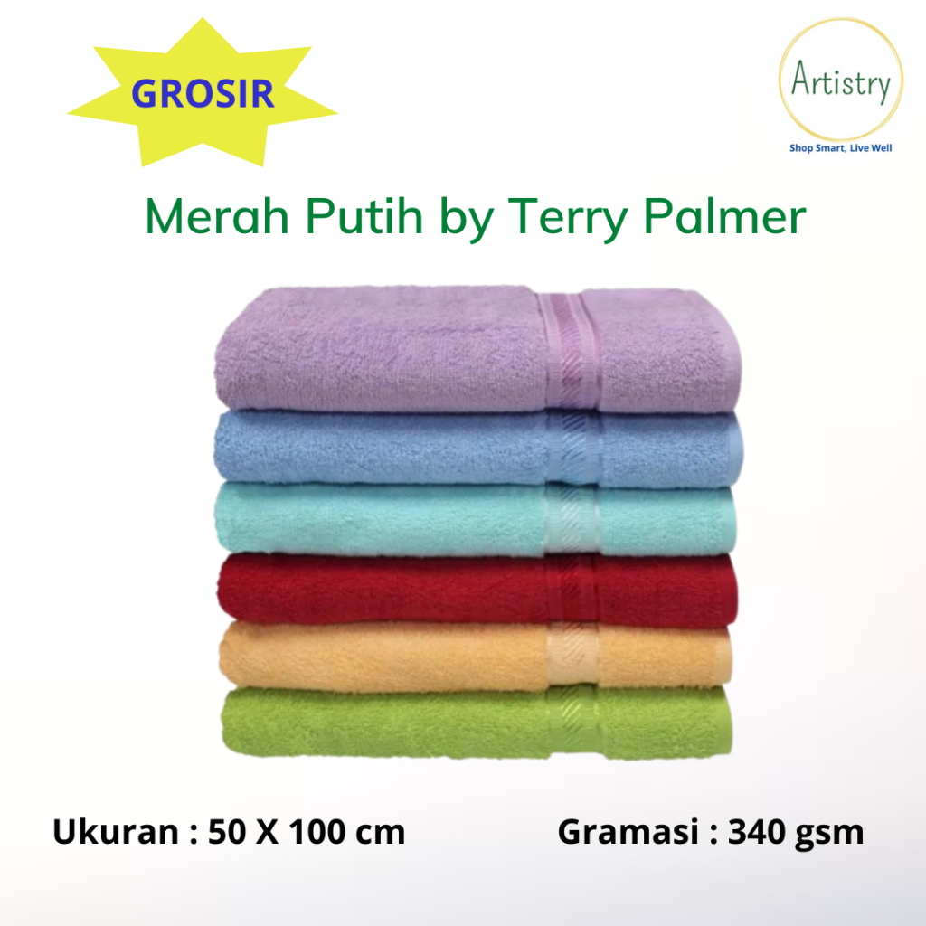 [AS] GROSIR Handuk Travel Merah Putih Polos uk. 50x100 cm