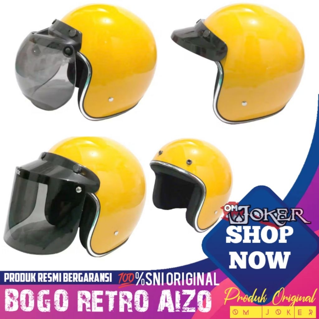 Helm BOGO retro series aizo pria wanita SNI original