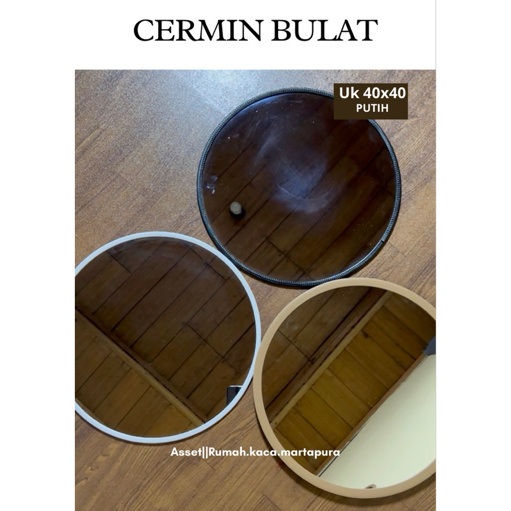 cermin Bulat gantung Lis karet /Cermin aestetik /Cermin Decorasi /  Cermin Minimalis