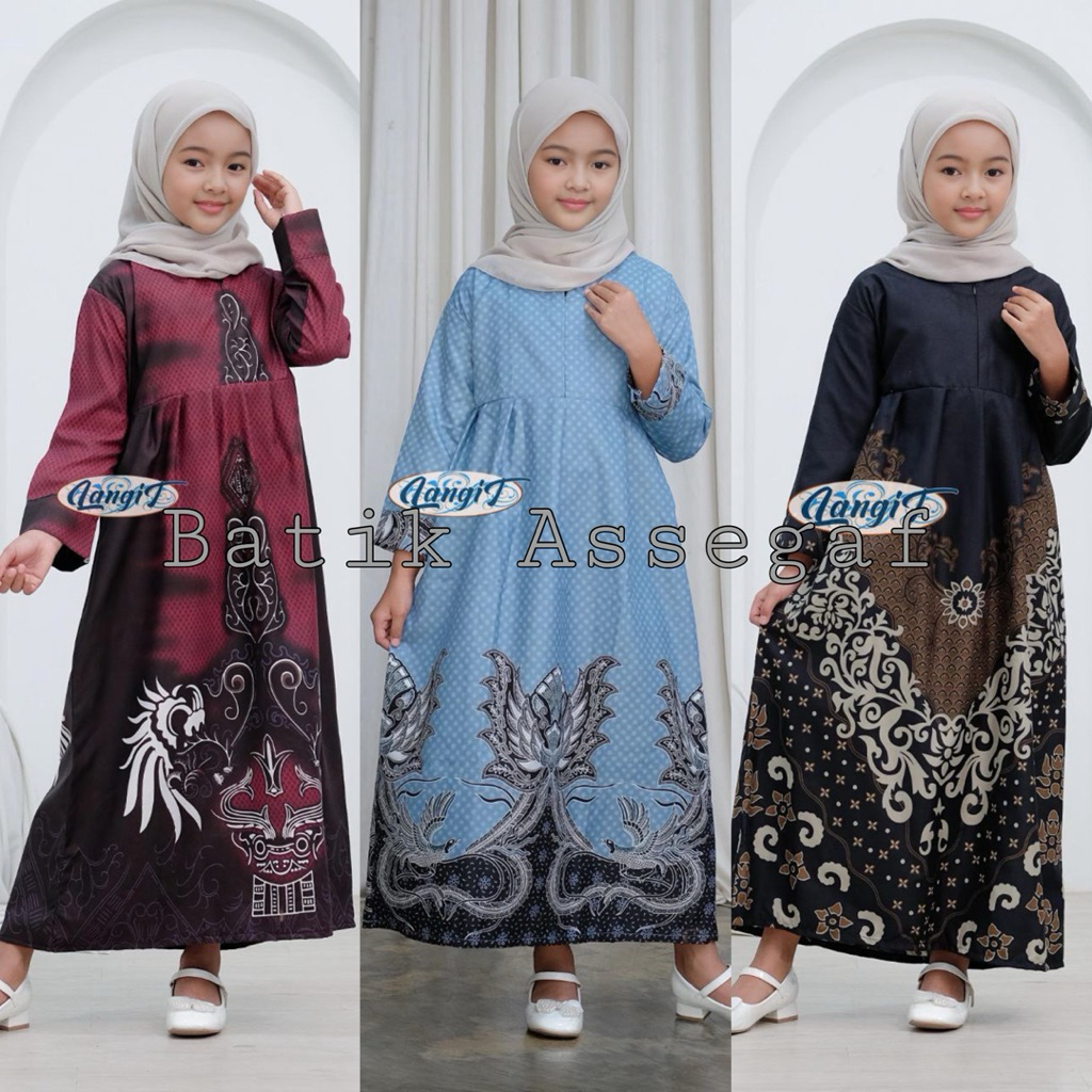 Gamis Anak Lebaran Dress Batik Anak Perempuan Model Abaya Muslimah