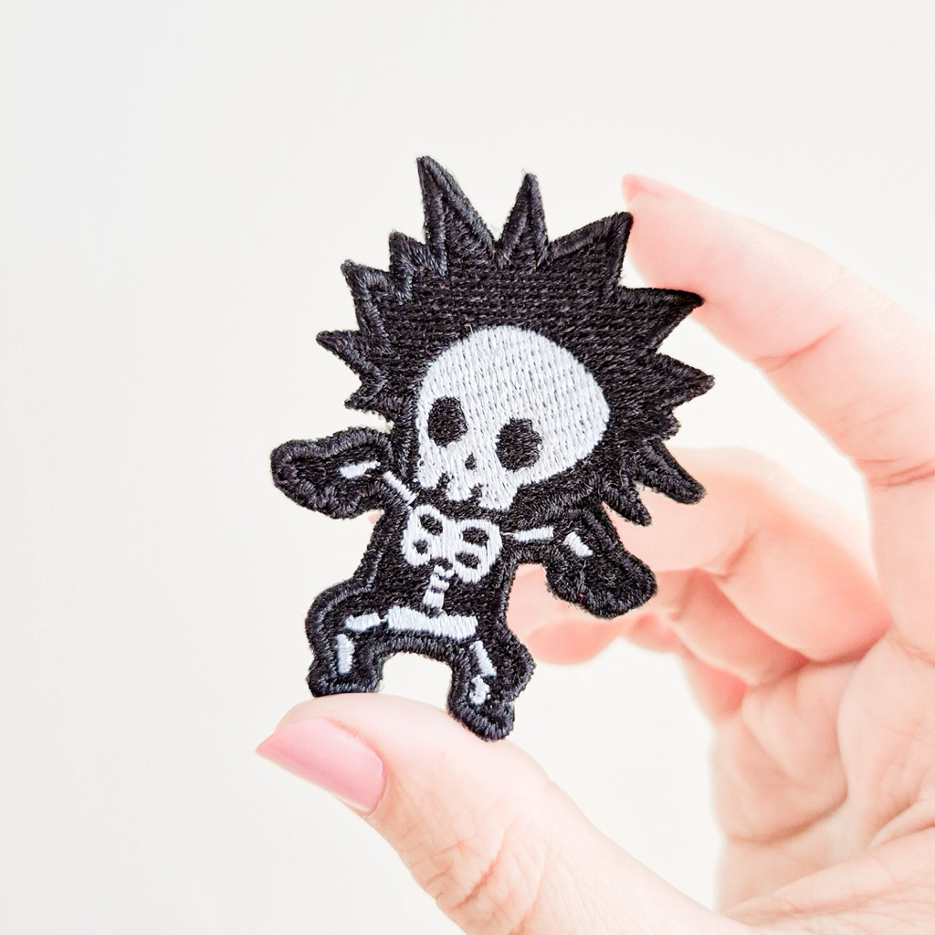 PATCH BORDIR SKULL SHOCK / SKELETON ELECTROCUTED BADGE BORDIR / IRON PATCH TENGKORAK