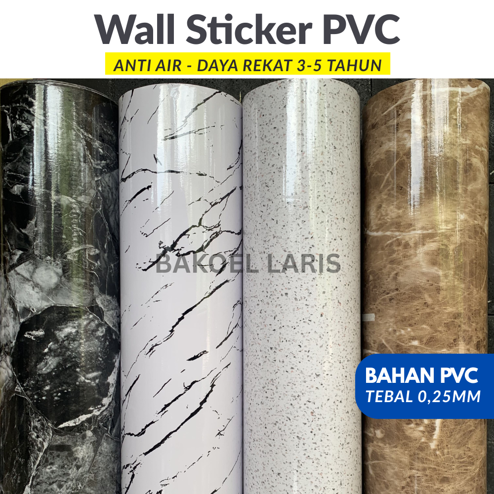 Wallpaper Kamar Mandi Anti Air - Stiker Dinding Glossy Motif Marmer Granit Tebal