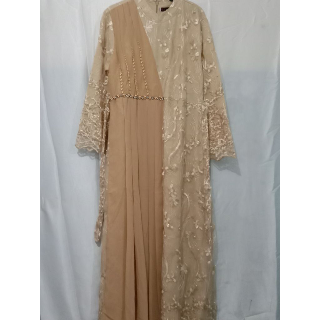 gamis dress brukat mocca