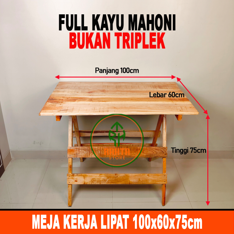 KT83 - Meja Kerja Lipat 100X60X75 Meja Makan Kayu Lipat Meja Kayu Lipat Meja Lipat