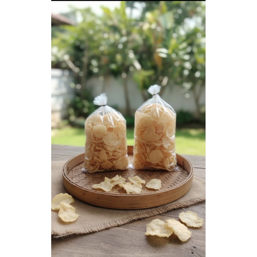 krupuk kecimpring singkong pedas (mentah)renyah gurih