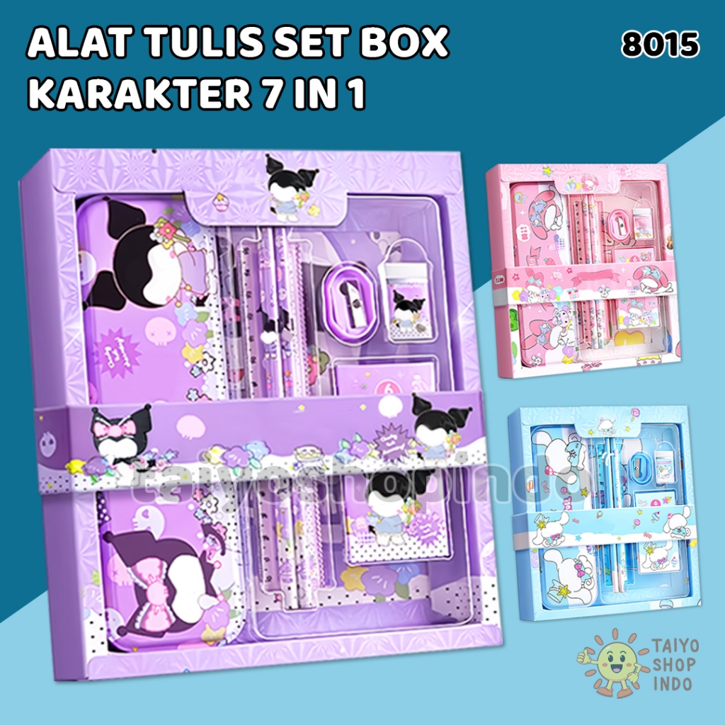 TAIYO Alat Tulis Set 7in1 Box Karakter Pencil Stationery Tempat Kotak Pensil Perlengkapan Sekolah AT