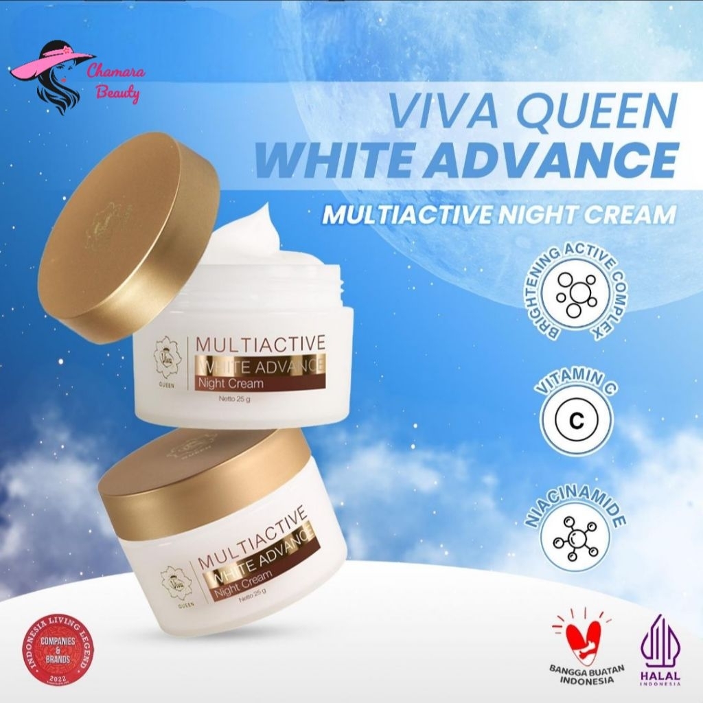 Viva Queen VIT C ACTIVE White Advance Night Cream 25gr,Cream Malam Viva,Viva cream malam,Viva White 
