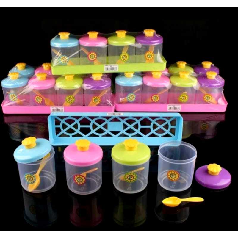 Tempat Bumbu Mini / Rak Bumbu Kecil Plastik 1 Set isi 4 Tantos 5500