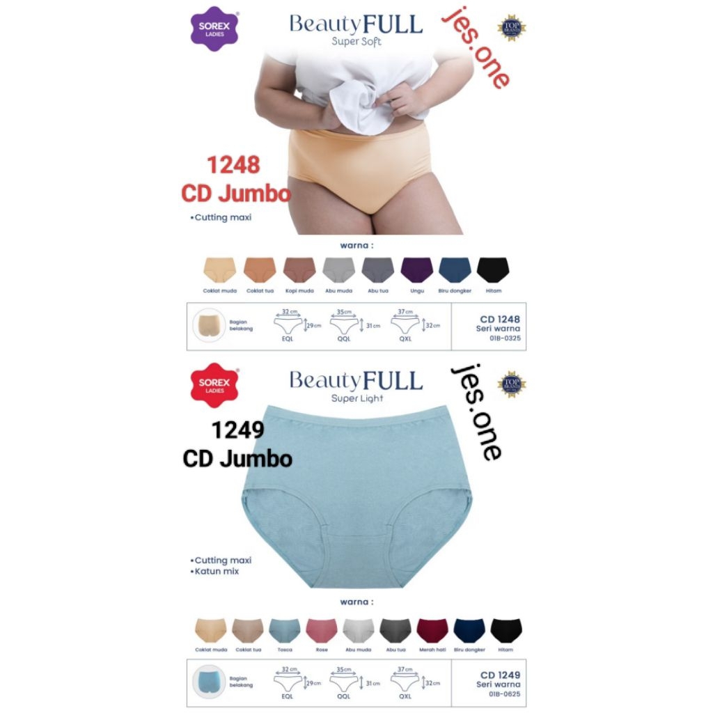 SOREX 1248 Spandek 1249 Katun CD Celana Dalam Wanita Jumbo 3Xl  - 5XL