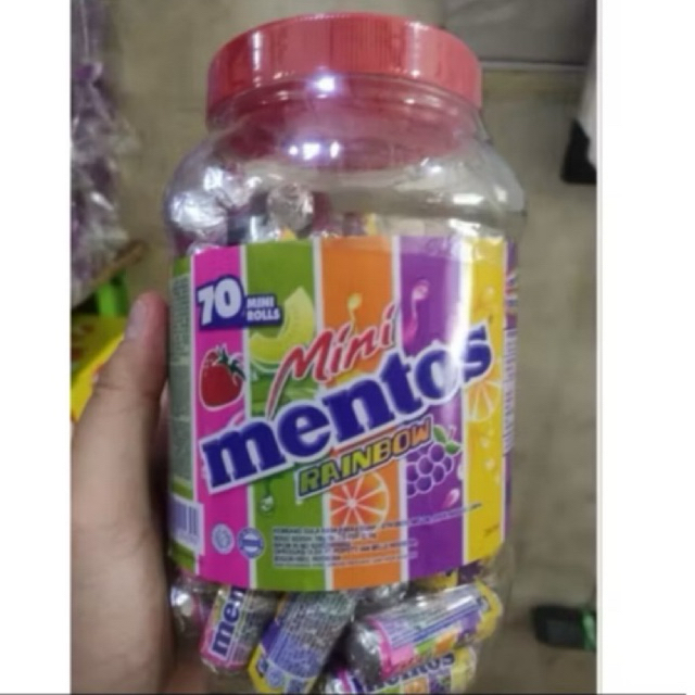 Permen Mentos MINI JAR RAINBOW { Isi 70 Roll 1 Toples }