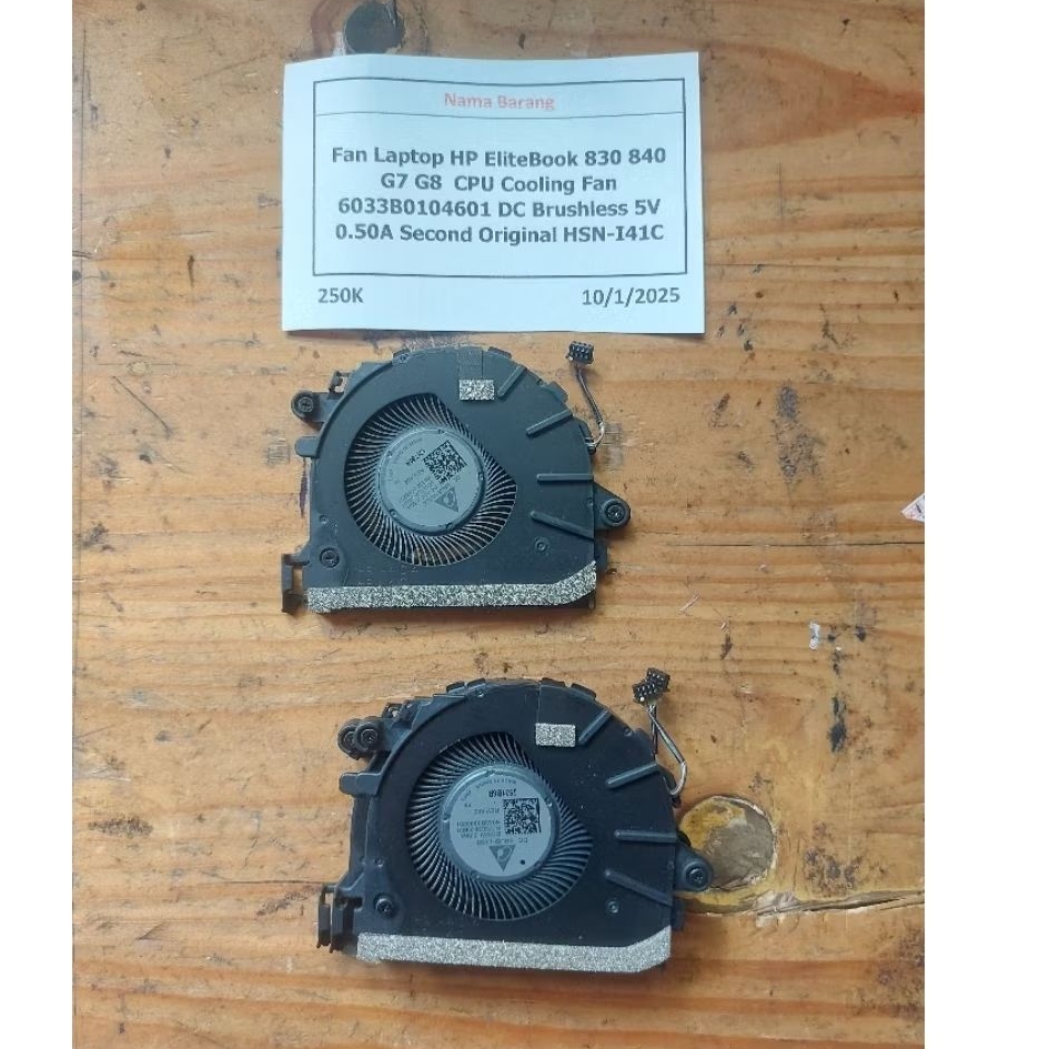 Fan Laptop HP EliteBook 830 840 G7 G8 CPU Cooling Fan 6033B0104601 DC Brushless 5V 0.50A Second Orig