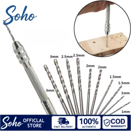 Mini Pen Hand Drill Manual Bor Tangan Lobang Tiny Stainless Steel PCB