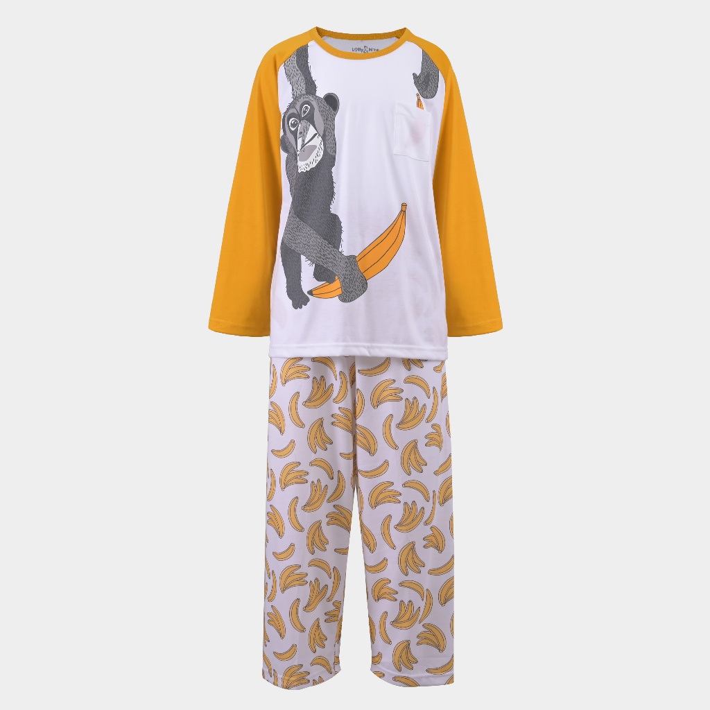 Rambla - Lolly & Noe Setelan Piyama Anak Monkey Banana Lengan Panjang
