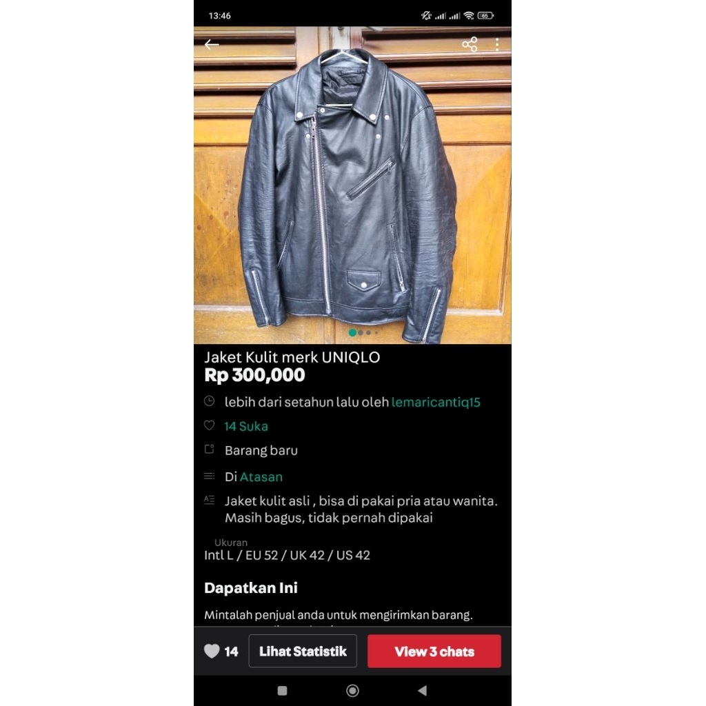 Jaket Kulit merk UNIQLO