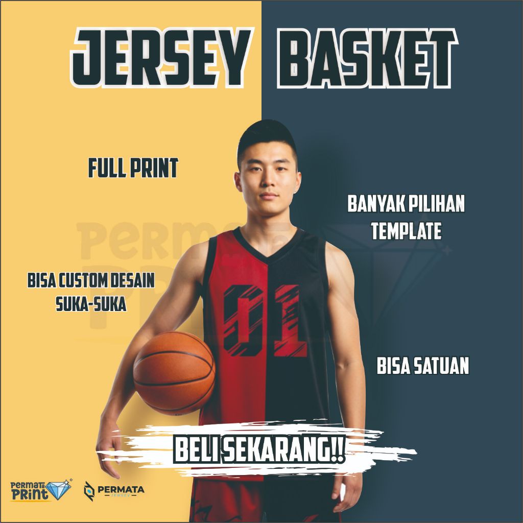 PERMATA Jersey Basket Full Printing Custom / Jersey Basket Custom / Jersey Singlet Basket Custom / J
