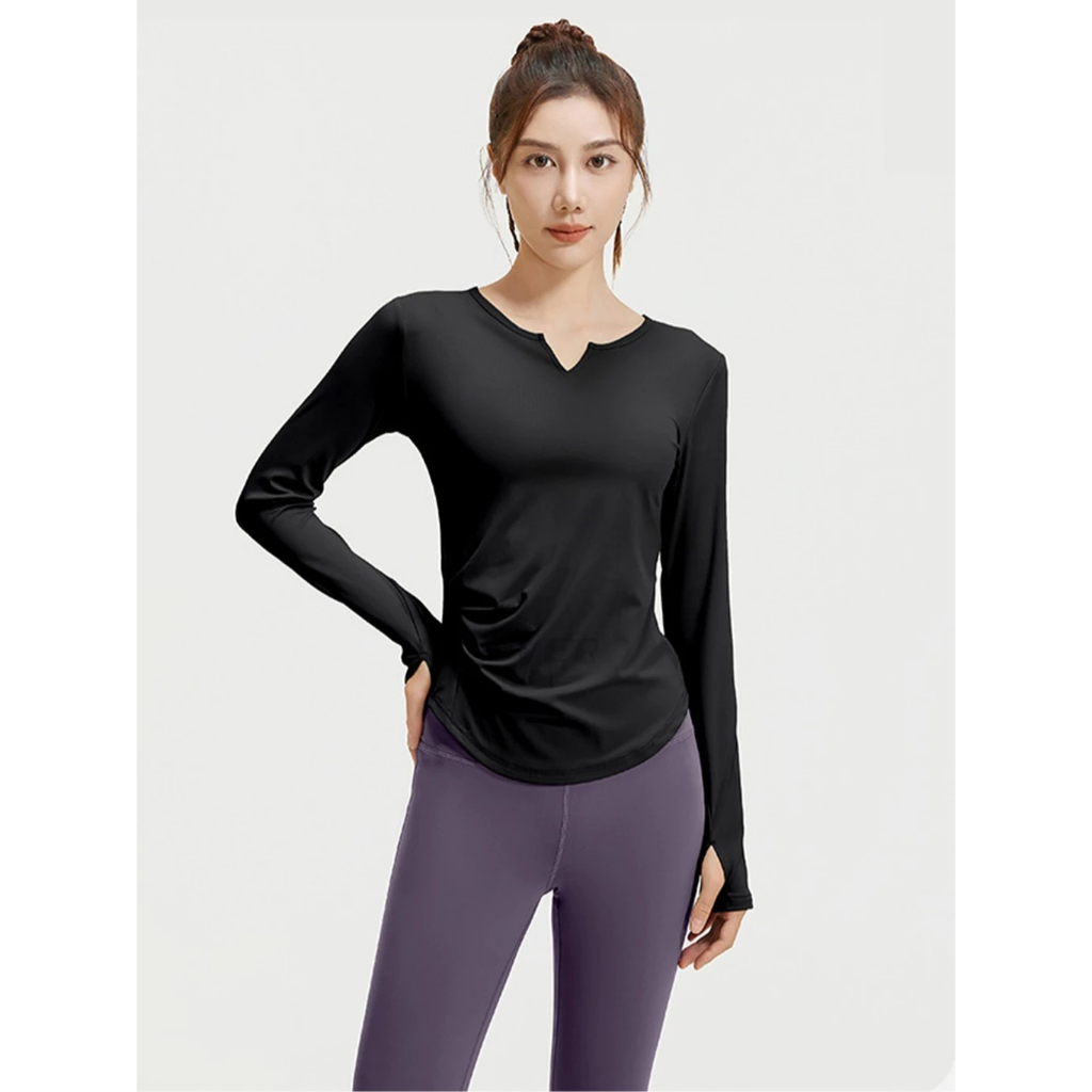 Setelan nude elastis elastis pinggang tinggi jas pengangkat pinggul kebugaran menjalankan jas bersep