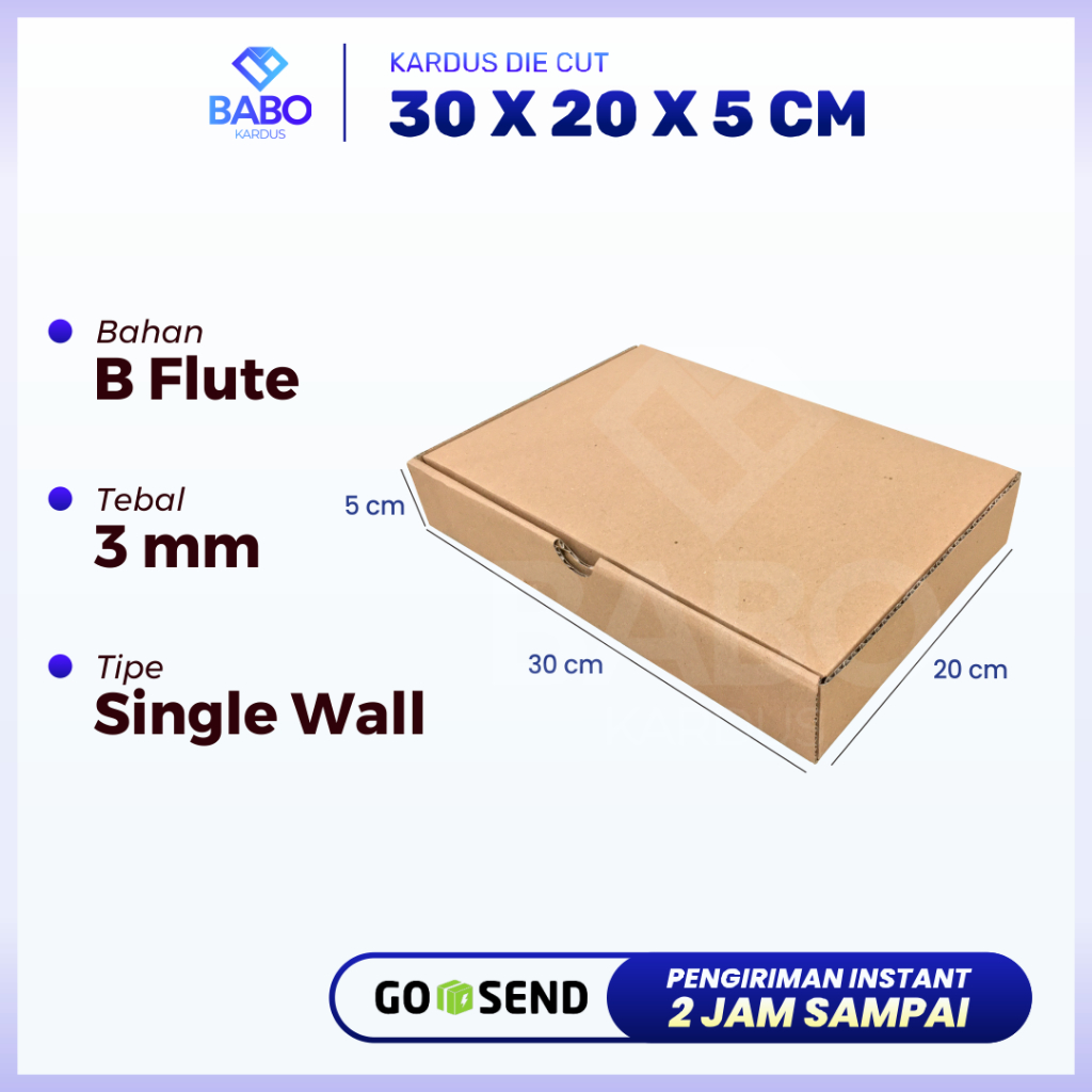 KARDUS DIECUT/PIZZA Uk. 30x20x5 cm POLOS dan BARU (Kardus Pizza 30 x 20 x 5 cm)