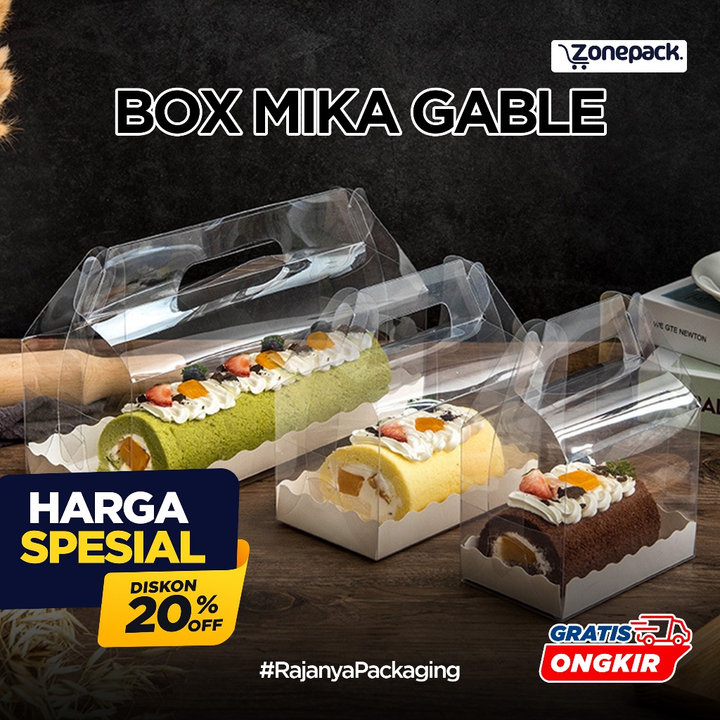 Box Mika Gable Transparant | Kotak Mika Kue Bolu Gulung | Box Mini Cake Ulang Tahun | Box Mika Bolu 