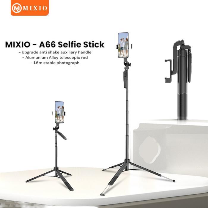 MIXIO A66 - Tongsis Selfie Stick Bluetooth Wireless 160CM dengan LED Light & Handle Anti Shake - MIX