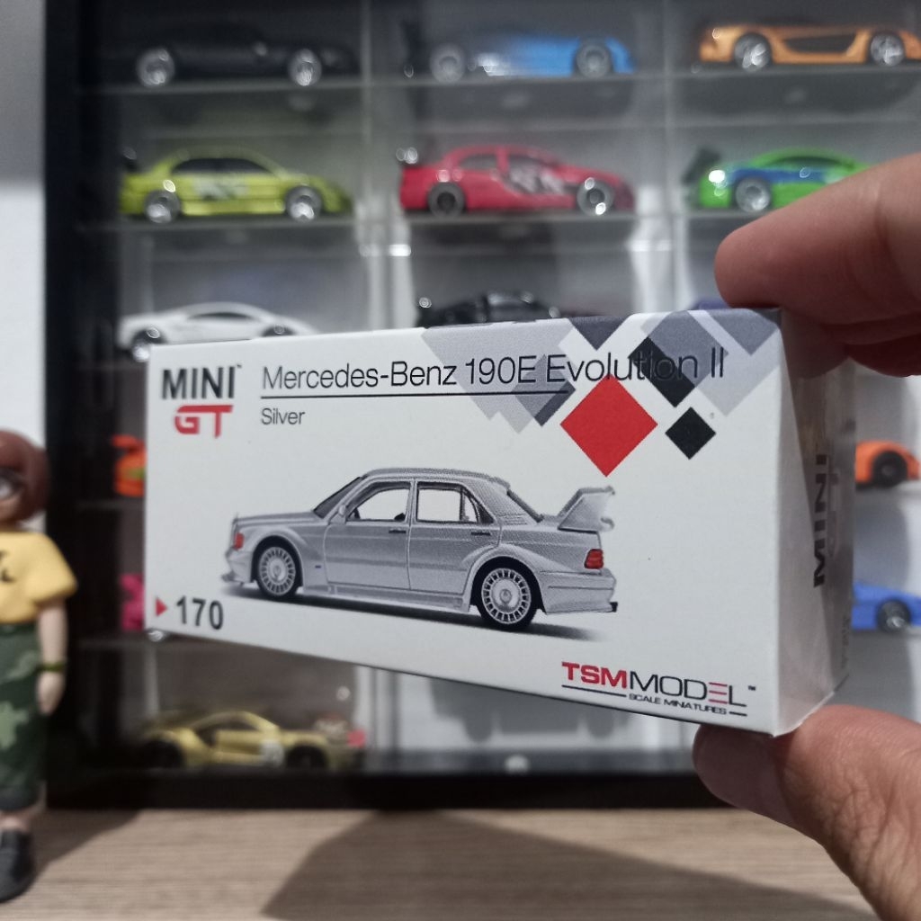 Custom Box #170 Mercedes-Benz 190E Evolution II Silver MiniGT