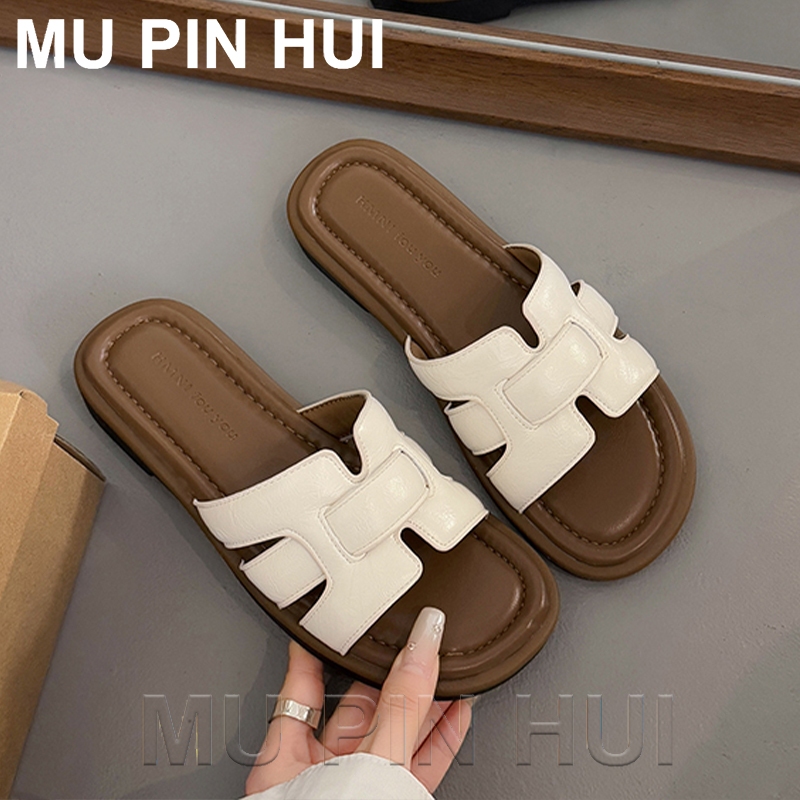 MU PIN HUI Sandal Teplek Wanita Kasual Flat /Gaya kasual tumit wedge yang elegan/ukuran 36-41