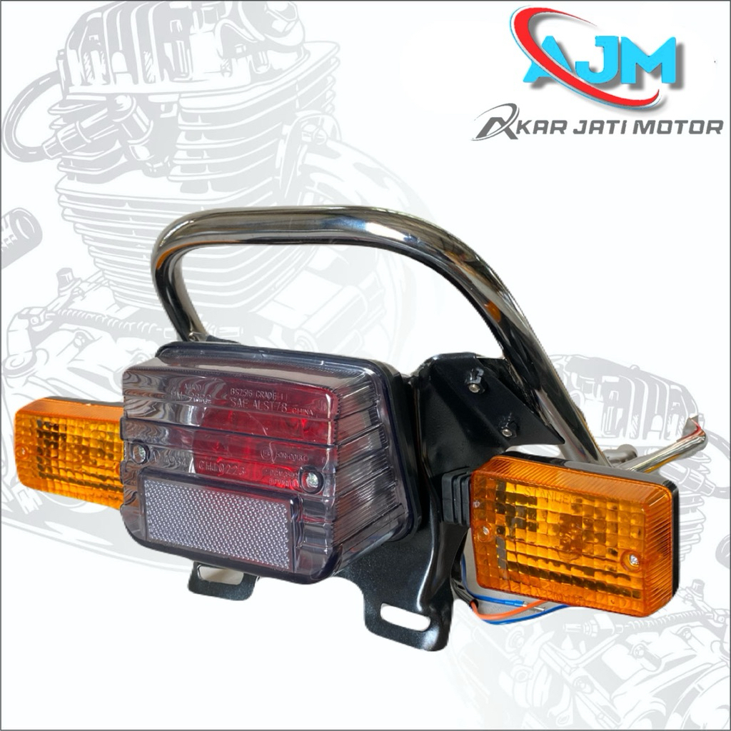 BEGEL GL100 SET STOPLAMP,DUDUKAN,SEIN GL 100 SCOOP KOTAK BULAT od 19 od 17 PIPA TEBAL MIRIP ORIGINAL