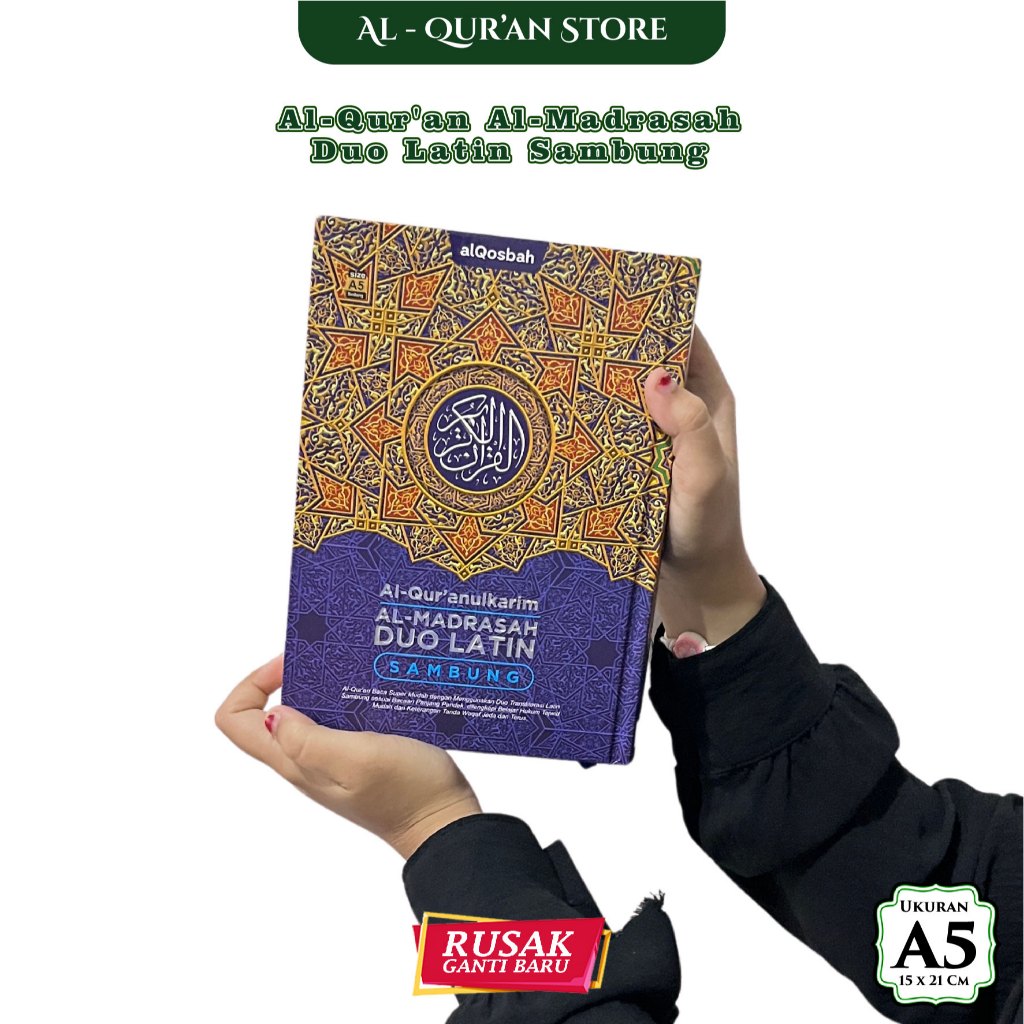 Al Quran Al Madrasah Duo Latin ( A5 & A4 ) Alquran Tajwid Berwarna Terjemah Wakaf Ibtida Alqosbah, A