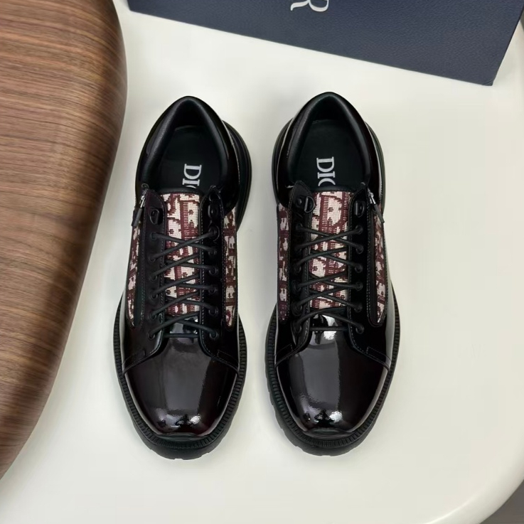 VIP Pria Kasual Sepatu Dior Pria Hitam Paint Skirt Vintage Sepatu Pop Pop Gaya Klasik