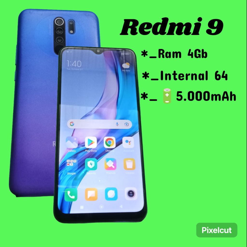 Redmi9 Ram 4/64Gb. Henpone second murah