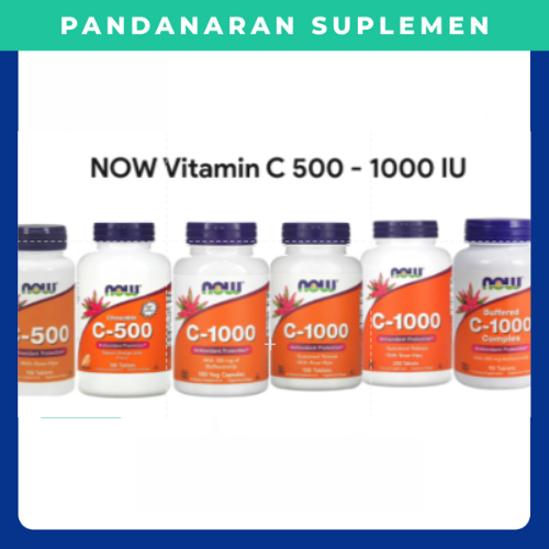 Suplemen Vitamin C 500 1000 IU Now Foods Buffered Tablet Capsules Chewable